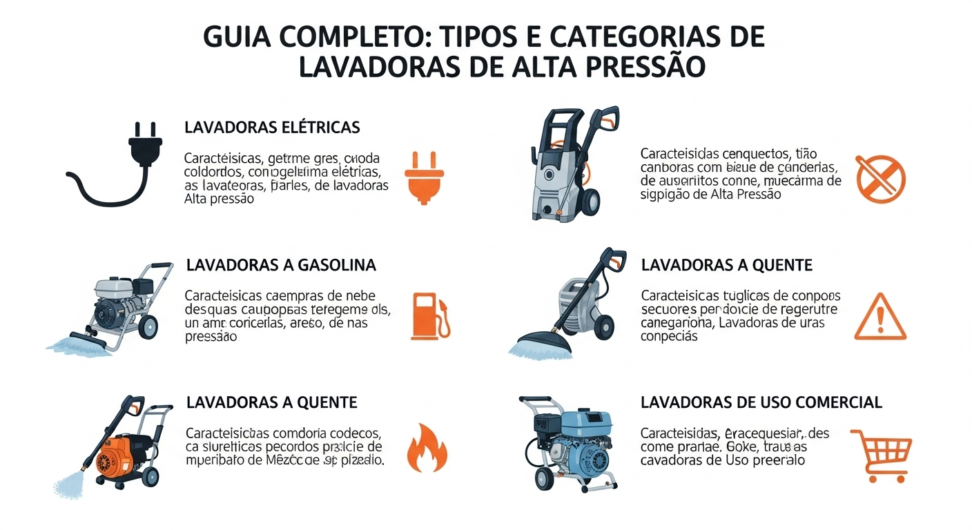 Cada Tipos e Categorias de Lavadoras de Alta Pressão