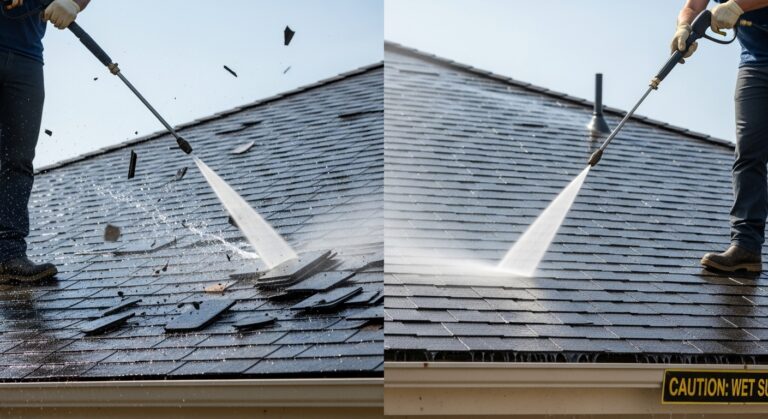 É seguro usar lavadora de alta pressão em telhados