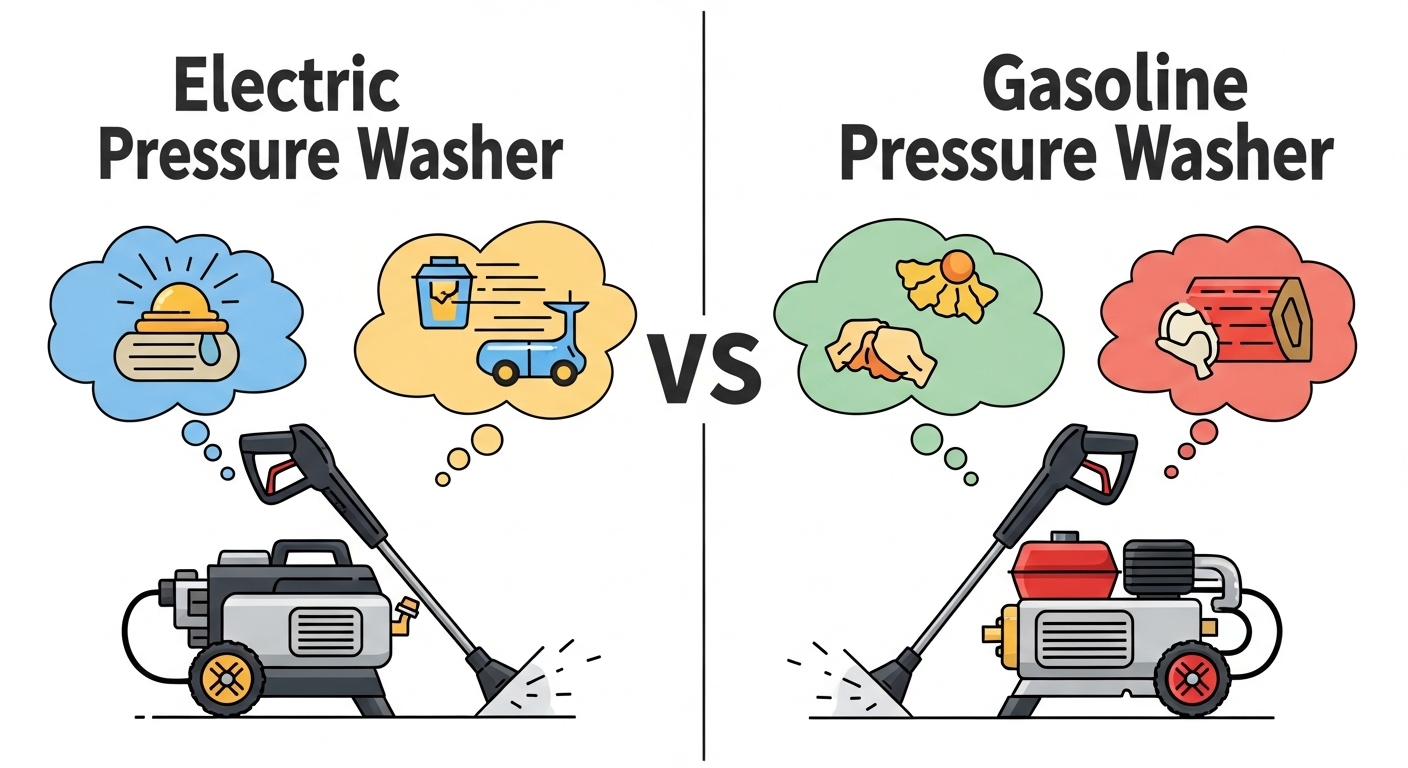Lavadora de alta pressão elétrica vs. a gasolina prós e contras